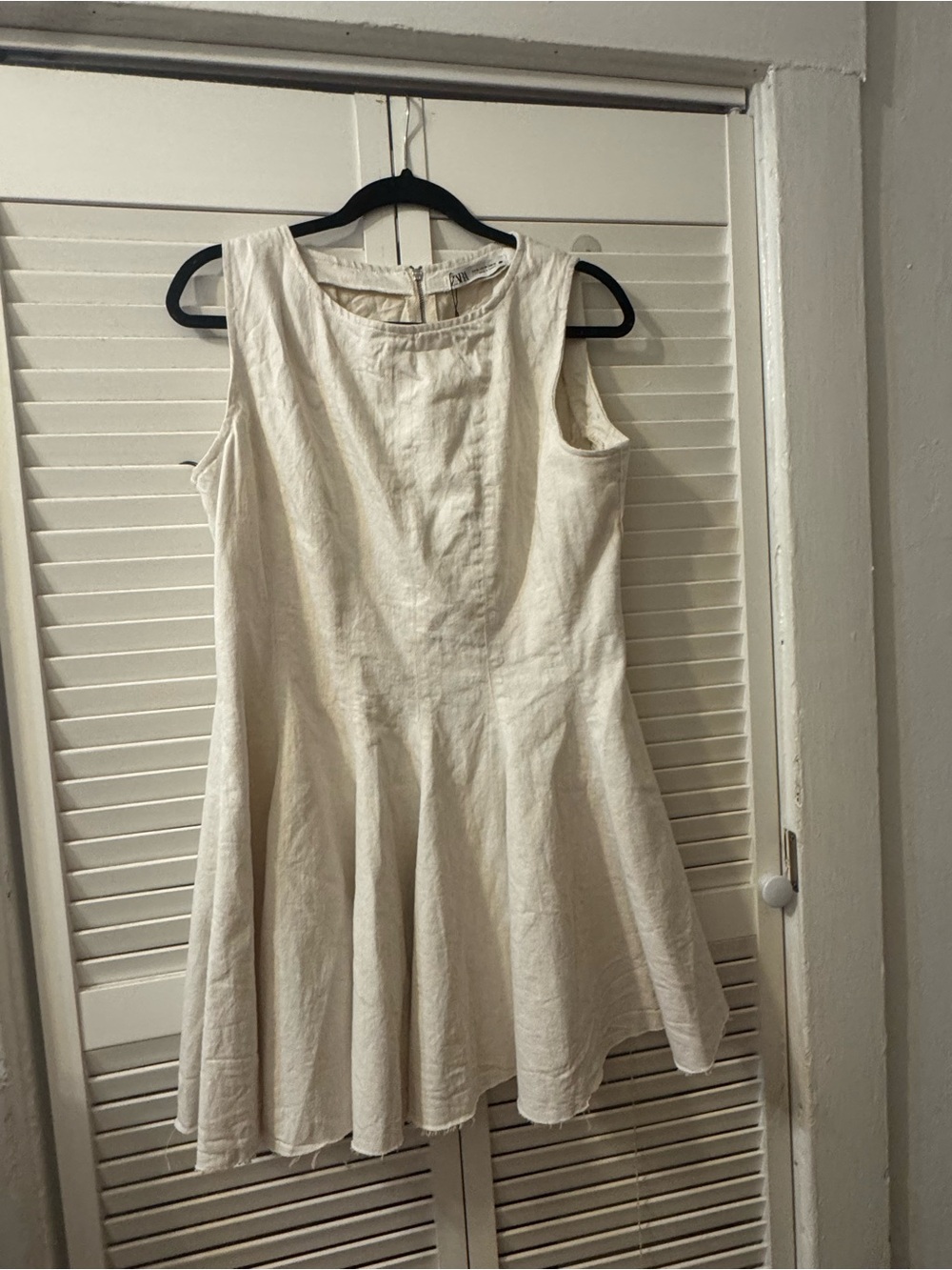 Zara Cream A-Line Sleeveless Mini Dress